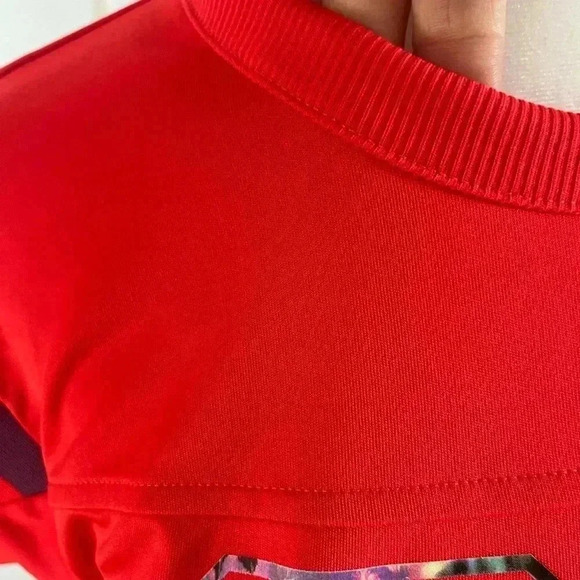 ADIDAS Floral graphic 03 striped sleeve Red Jersey tee oversized blokecore S - Picture 12 of 15